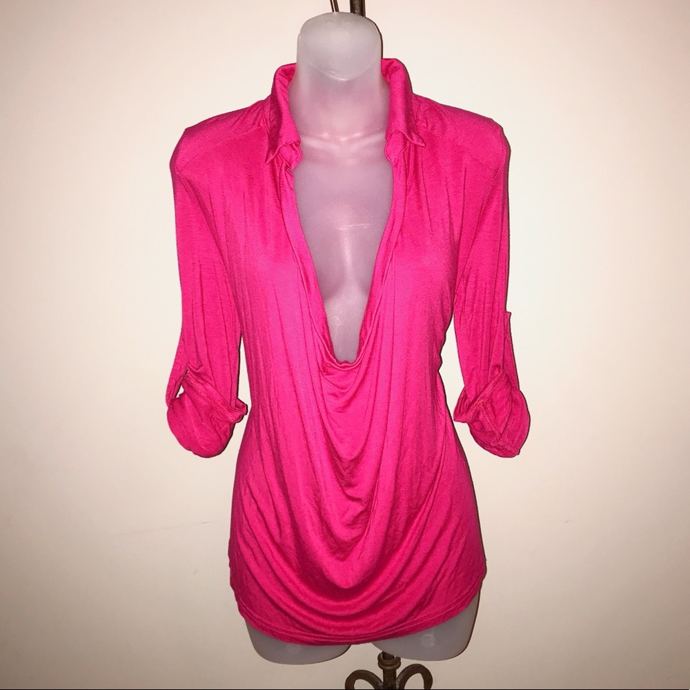 Lightweight plunge neck top